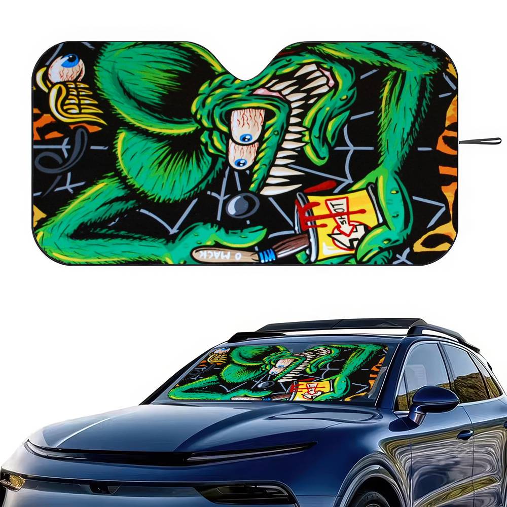 Rat Fink Printed Windshield Sunshade Anime Cute Car Front Windshield 70x130cm Sun Visor Heat Reflector
