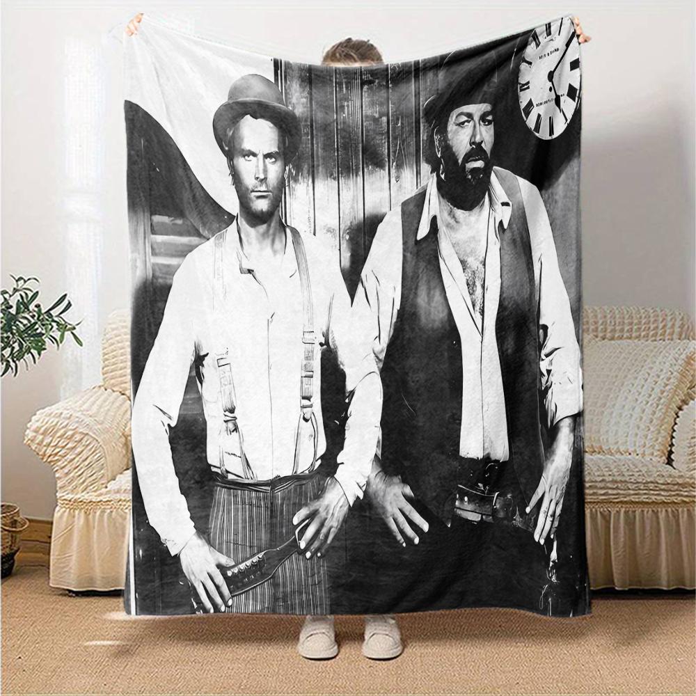 1pc Blanket - Terence Hill and Bud Spencer Print Design,Lightweight Blanket for Sofa,Bed- Soft &Warm,Gift for All Seasons
