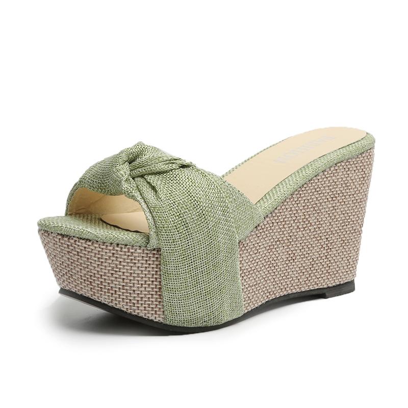 Women Sandals Summer Denim Butterfly Knot Platform Wedges High Heel Peep Toe Casual Fashion Beach Ladies Shoes Zapatos De Mujer