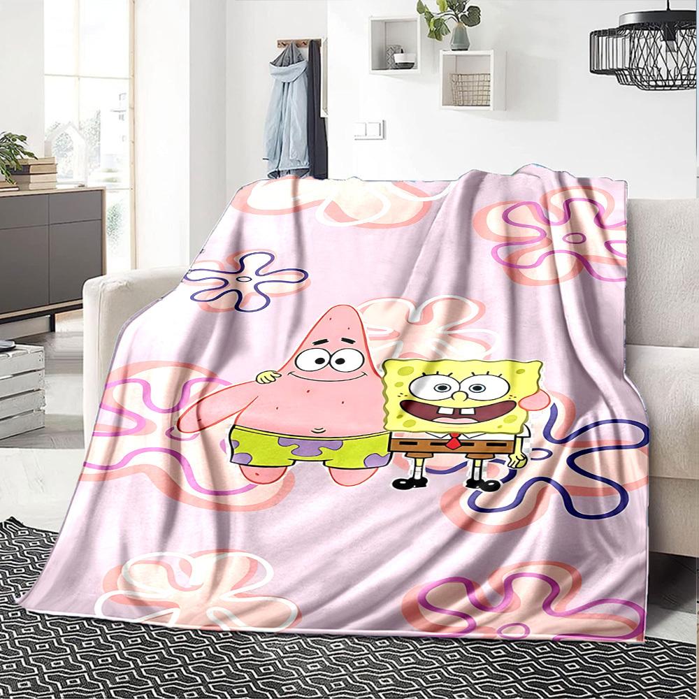 1pc SpongeBob SquarePants Flannel Blanket Soft Cozy All-Season Throw for Bedroom, Sofa, Camping, Travel, Home Decor1086