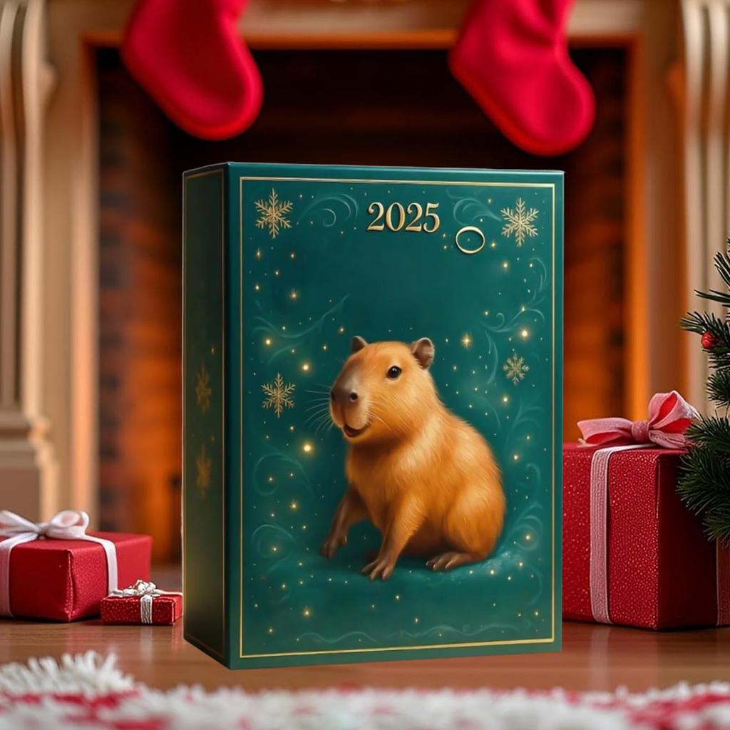 2025 Capybara Christmas Advent Calendar, 24 Days Christmas Countdown Capybara Pendant, 2D Acrylic Flat Pendants, Christmas Gifts