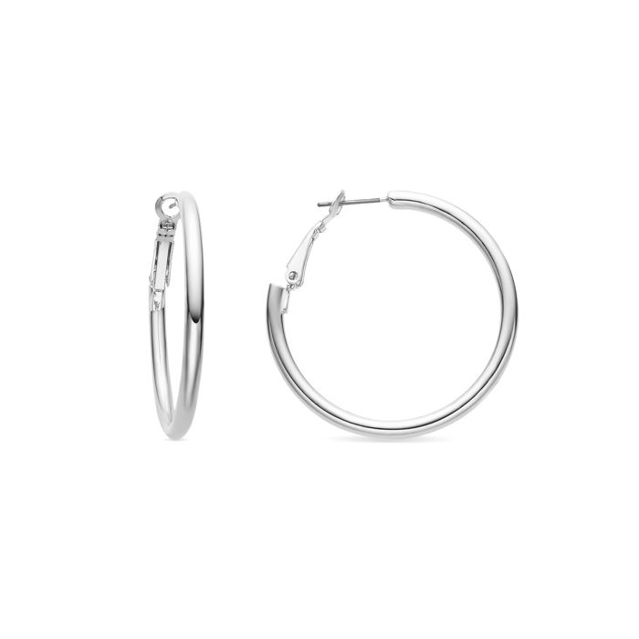 Ohrringe - LUXENTER - Sadro - Rhodiniertes Metall - Moderne Creolen - Grau