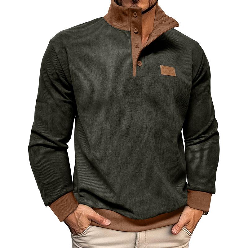 2025 Autumn and Winter Men's Casual Sweatshirt Men's Stand Collar Top