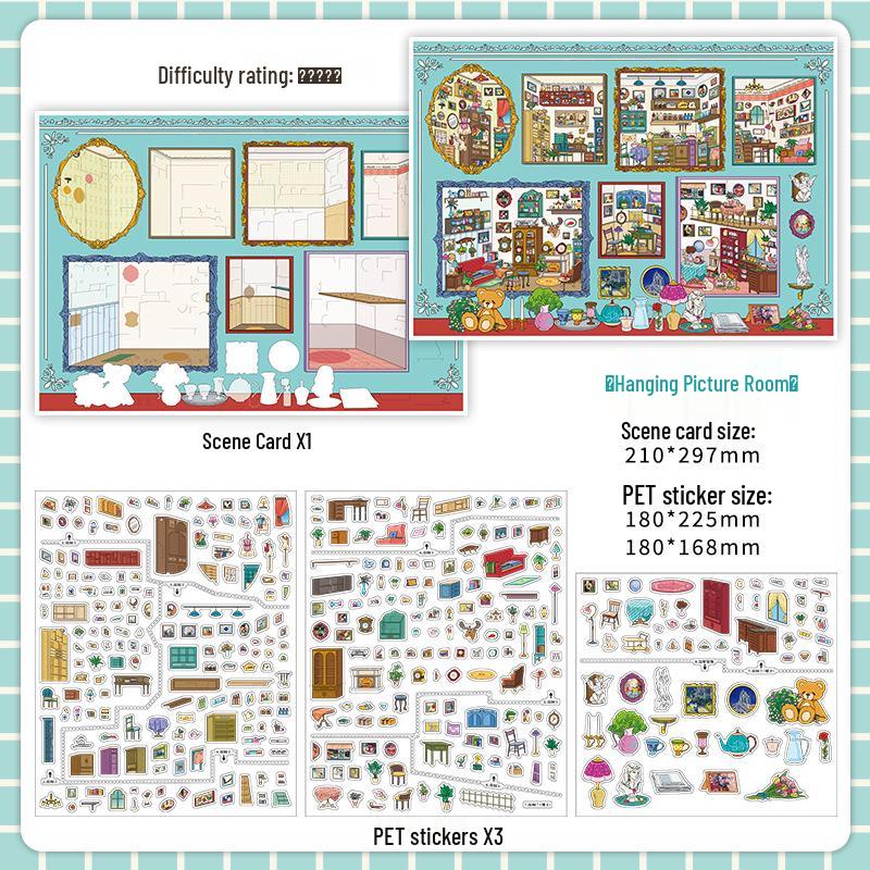 Infeel.Me My Little House 3D Scenery Stickers - Miniature Two-Layer Quiet Book Series