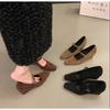 Retro Velvet Mary Jane Shoes Women's Wedge Shoes Spring Autumn New Summer Skirt Evening Versatile Commuting High Heels Shoes