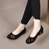 Non-slip Medium Single Shoes Spring Ethnic Style Flat Bottom Shallow Mouth Embroidered Doudou Shoes