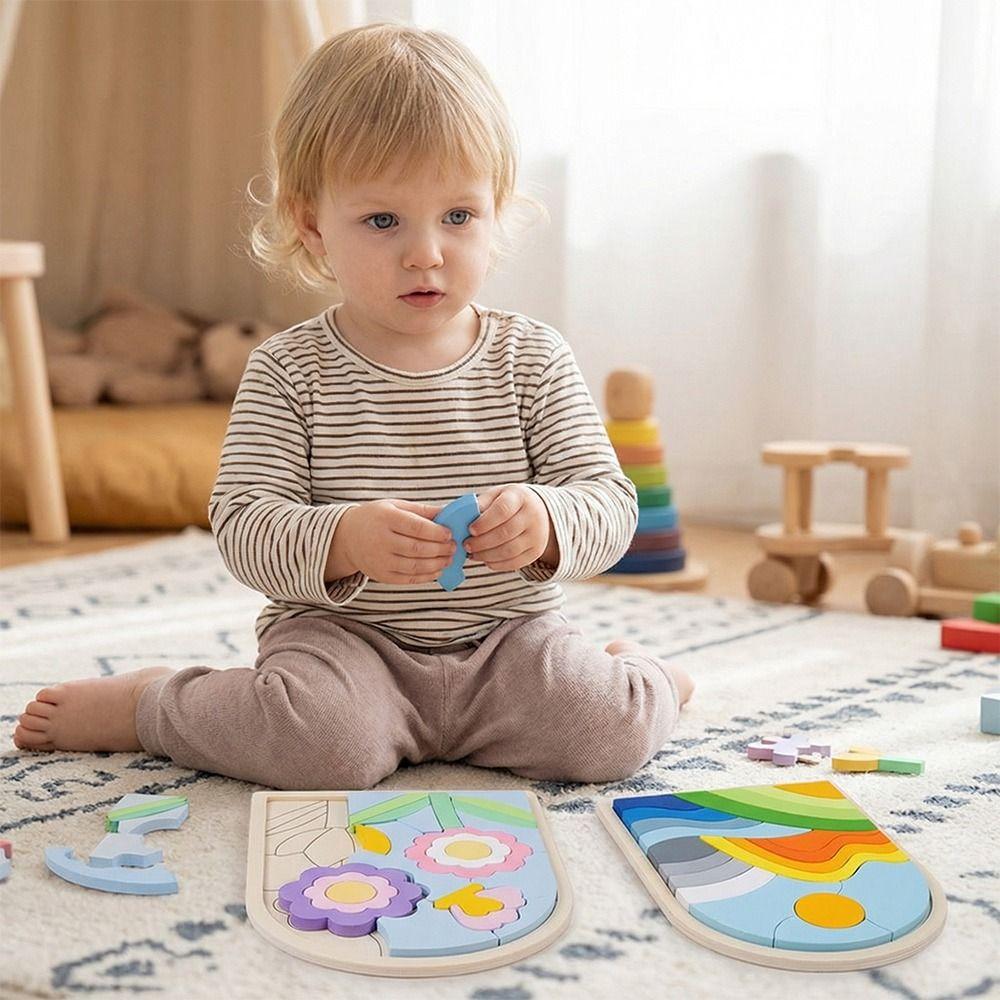 Irregular Shapes Wooden Rainbow Blocks Wood Irregular Puzzles  Preschool Learning