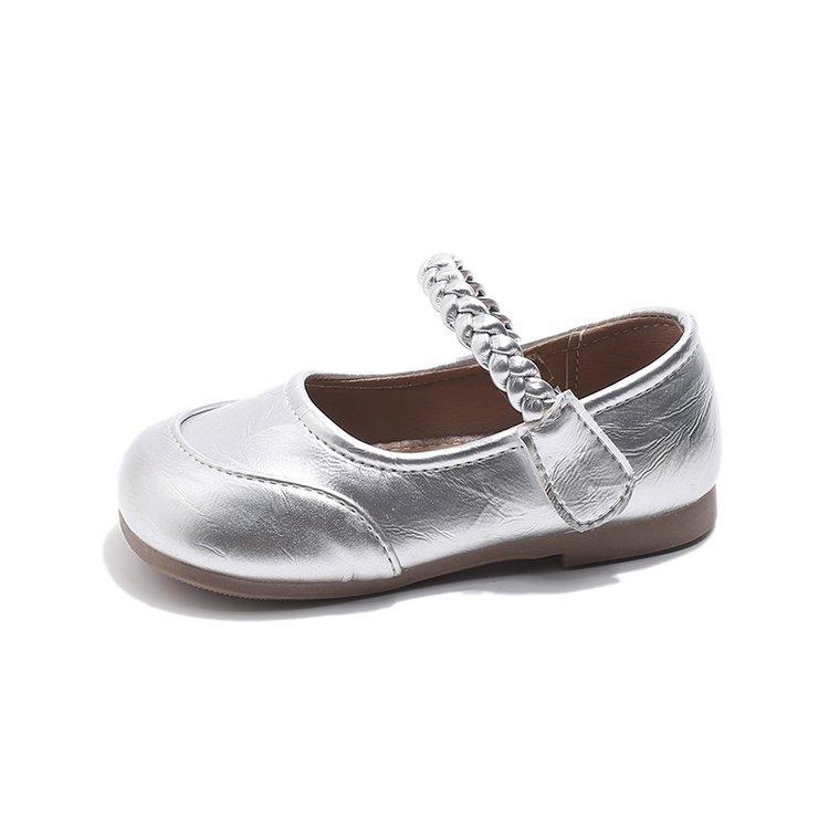Girls Princess Shoes Small Leather Shoes 2025 Spring Children's Foreign Style Little Girl Silver Single Shoes Stage Mary Jane Ladyshoes