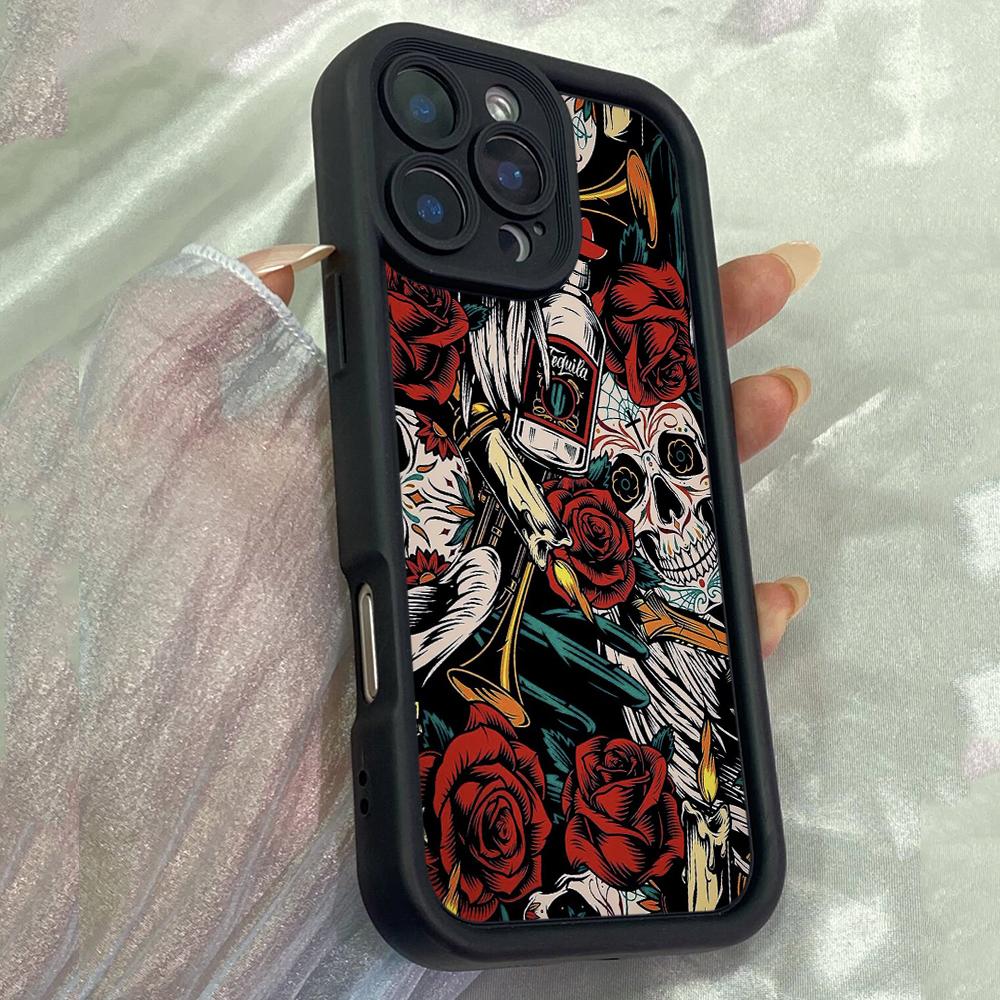 JT559 Vintage Day Of Dead With Sugar Skulls for iPhone 17 16 15 14 13 Pro Max Samsung S26 S25 Ultra A17 A07 A56 A16 Xiaomi 15T Redmi 15c 14 Soft Case