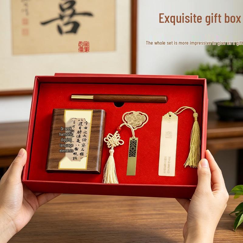 Chinese Solid Wood Pen Holder: Premium Desktop Ornament & Corporate Gift In Elegant Gift Box