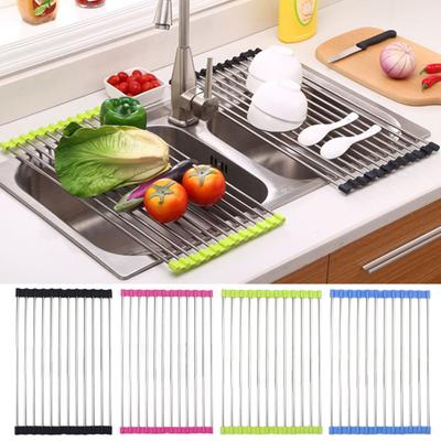 Αναδιπλούμενος ανοξείδωτος στραγγιστός πιάτων Χάλυβας σχάρα κουζίνας νιπτήρας στεγνώματος δίσκος ταξινόμησης