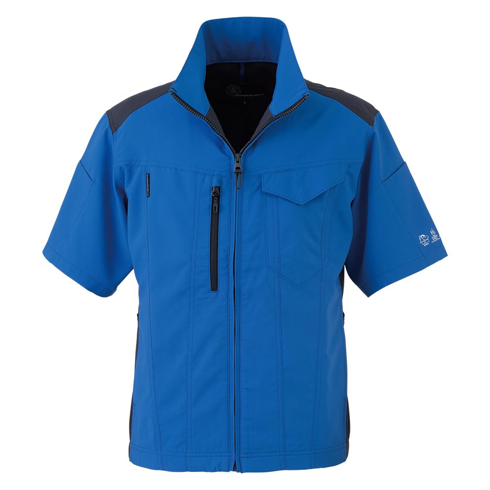 [COCOS Nobuoka] AE-9060 BOTTLE TECH® Eco Stretch Short Sleeve Blouson, Blue, Size L