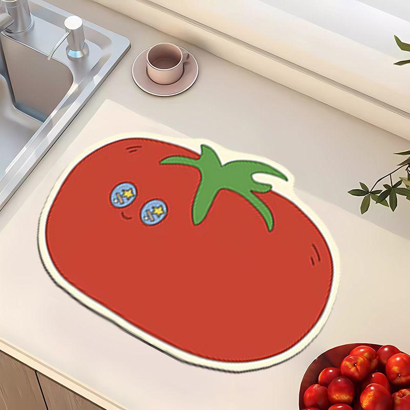 

Милый мультяшный кухонный коврик для слива воды с диатомовой грязью, нескользящая подставка под чашу, тарелка, журнальный столик, коврик для стола 40X60cm 15.7X23.6in томатный