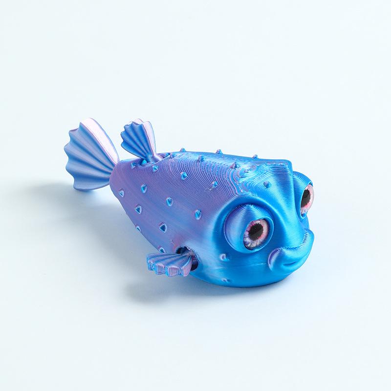 

Simulation Of Marine Animals New 3D Printing Cute Puffer Fish Toys Joints Movable Simulation Eyes Kids Toy Gifts Home Decoration