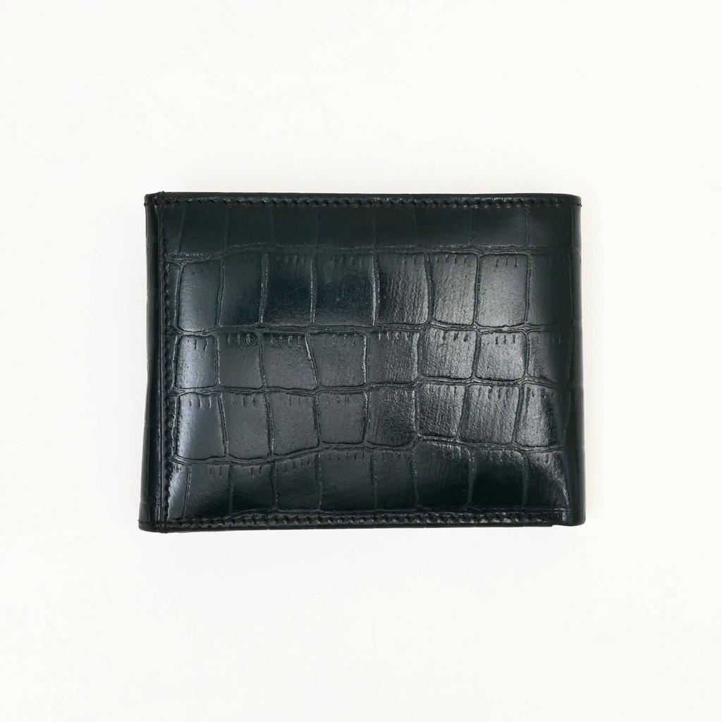 Men's Leather Wallet 3S Scrgrn -Premium Green Croc Look Napa Leather Wallet with Coin Pocket & 6 Card Slots - Luxury Handcrafted Slim Wallet