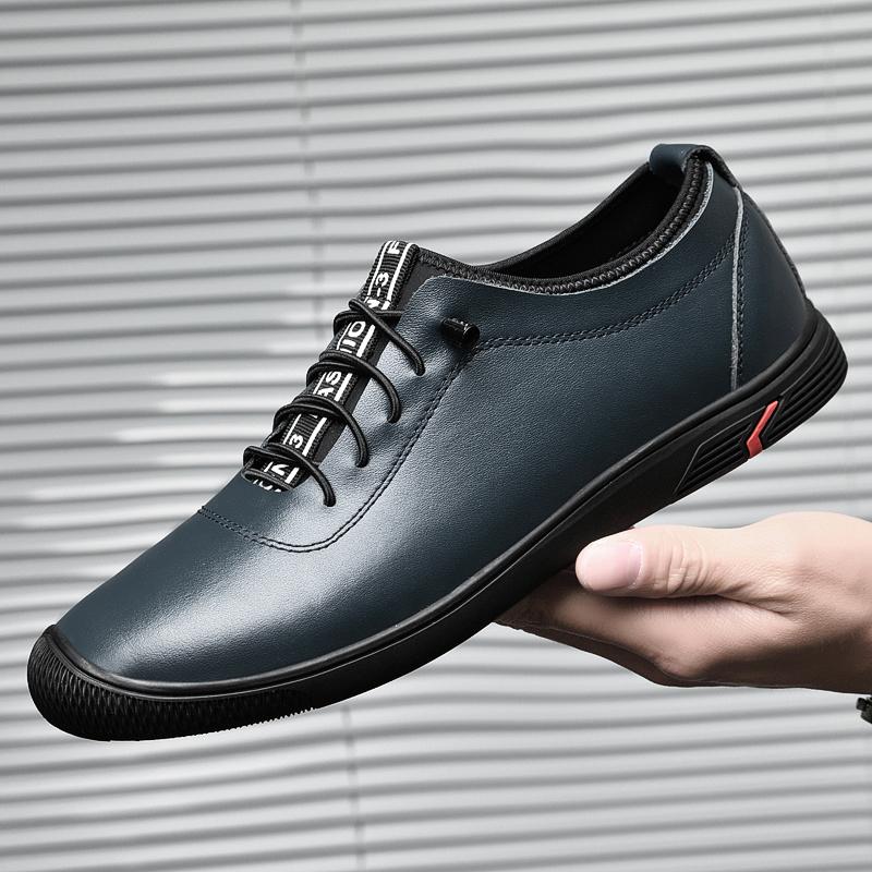 Men's Low Heel Platform Shoes Brand Luxury Loafers Blue British Style Moccasin Soft Sole Lightweight Genuine Leather Men's Shoes