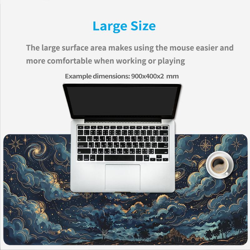 Mouse Pad Celestial Moon And Cloudscape Gaming XL HD Computer Mousepad XXL Natural Rubber Soft Non-Slip Computer Mice Pad