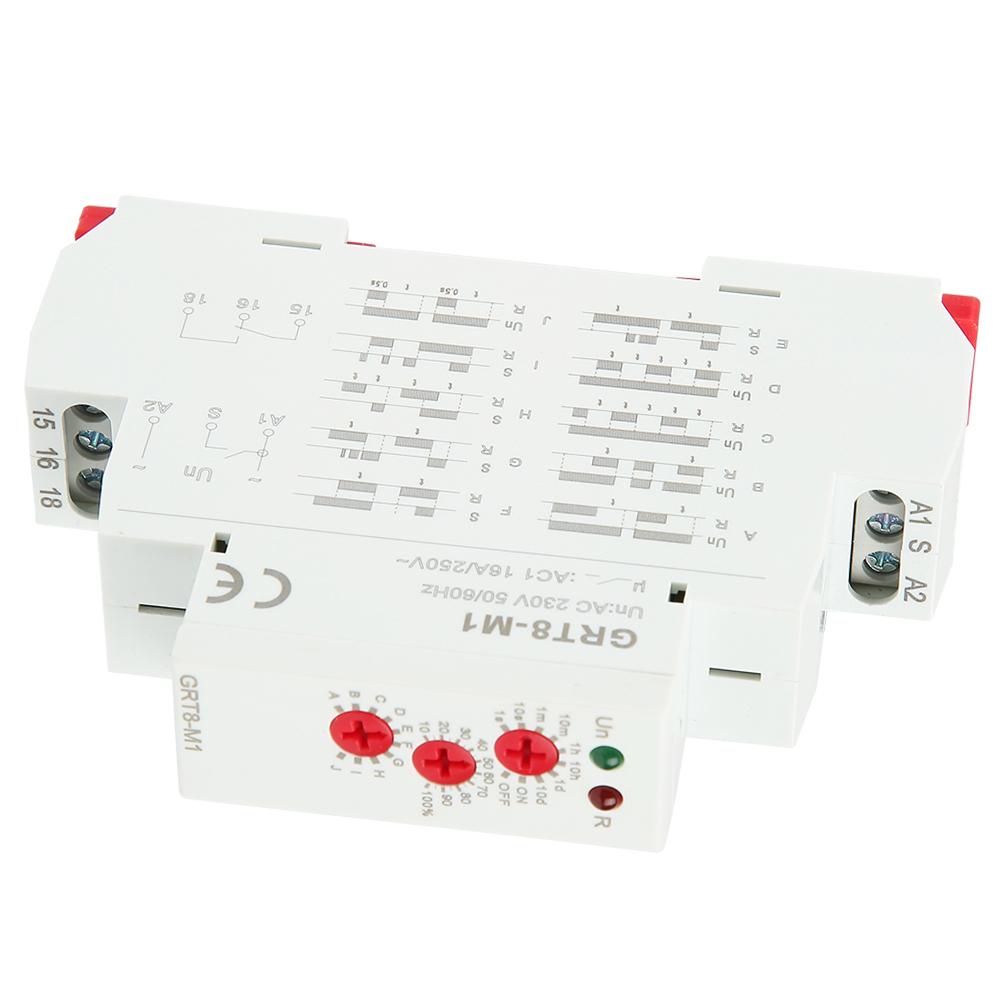 GRT8?M1 Multifunctional Delay Time Relay with 10 Functions DIN Rail Mount AC 230V