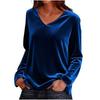 2026 Women's Solid V-Neck Long Sleeve Loose T-Shirt for Spring and Autumn