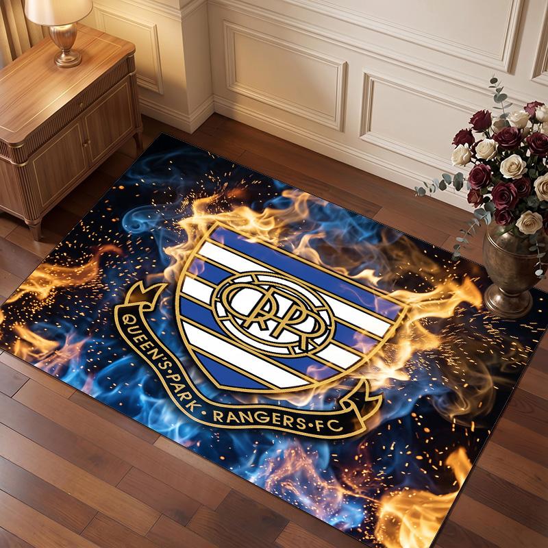 Queens Park Rangers Football Print Crystal Velvet Rug, Comfortable Water Absorbent Non Slip Indoor Floor Carpet