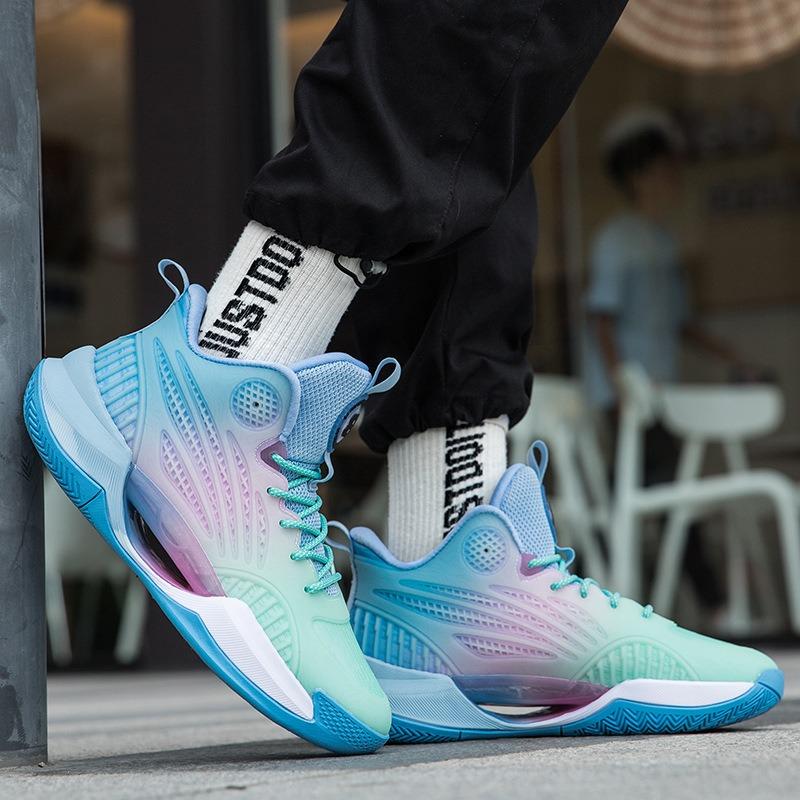 Basketball shoes men's summer breathable high-top shoes shock-absorbing luminous wear-resistant sneakers men's