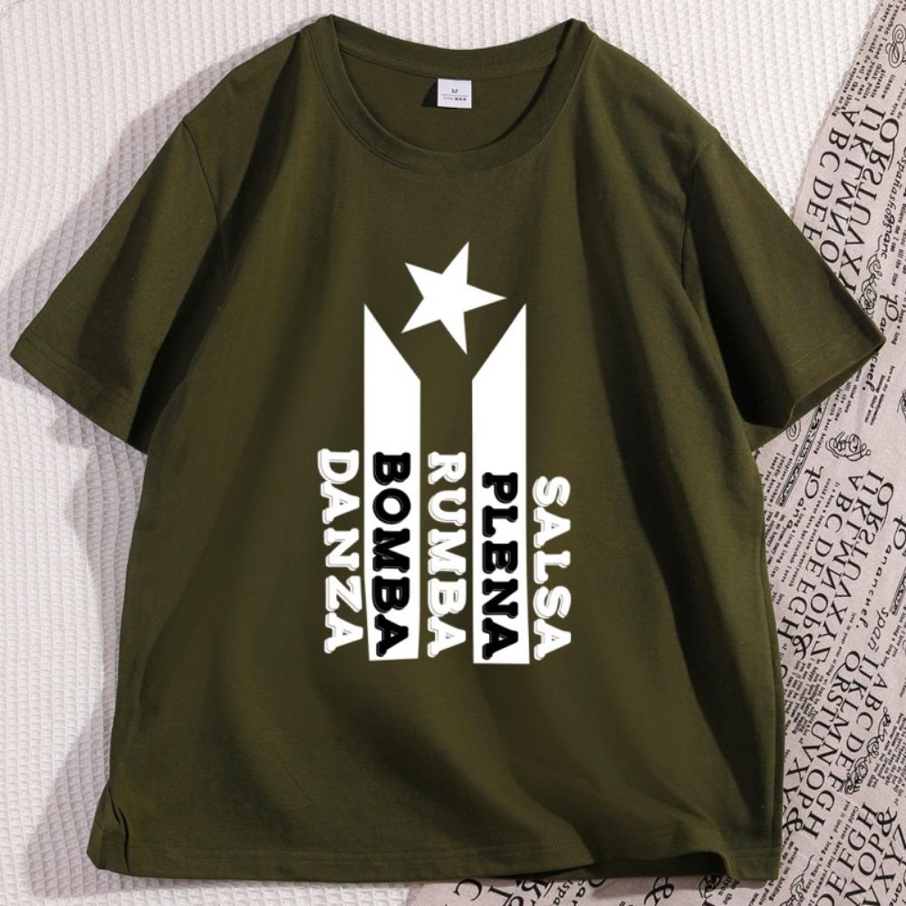 Salsa Plena Rumba T Shirt Men Women Puerto Rico Flag Tshirt Latin Music Lover T-Shirts Short Sleeve Round Neck Clothes
