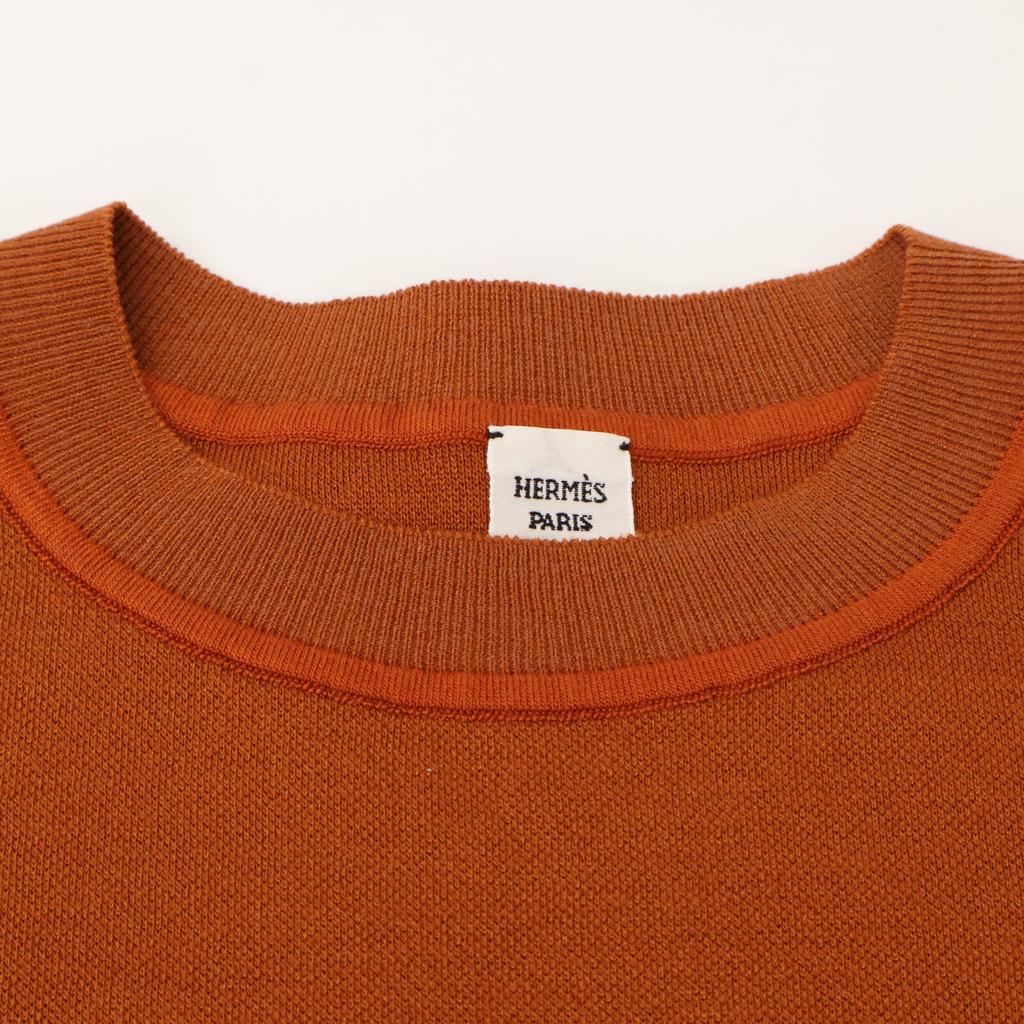 Hermes [New/Domestically Authorized] 5E2647DL Silk Blend Short Sleeve Knit Sweater/ Tops 34 OrangeUsed