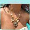 Bohemian Seashell Pendant Necklace With Starfish Beads For Women Summer