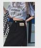 Women's Summer Light Blue High-Waist A-Line Denim Skirt with Split