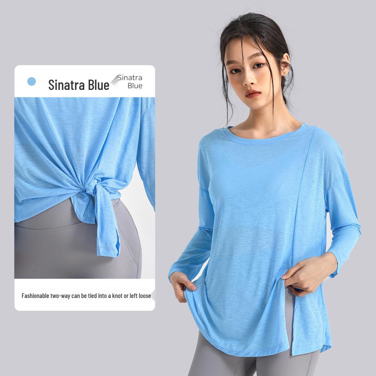 

Women s Lightweight Long-Sleeve Yoga Cover-Up with Mesh and Split Hem L/XL