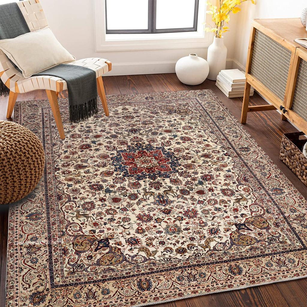 American Country Style Retro Carpet Living Room Sofa Bedroom Study Kitchen Entrance Door Rug Non-slip Light Luxury Decor Mat