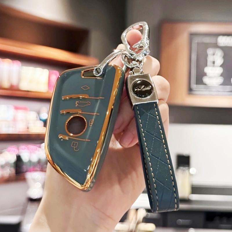 Premium Key Fob Case Cover with Keychain for BMW X1 X2 X3 X4 X5 F15 X6 F16 G20 G30 1 2 3 5 7 Series Car Accessories