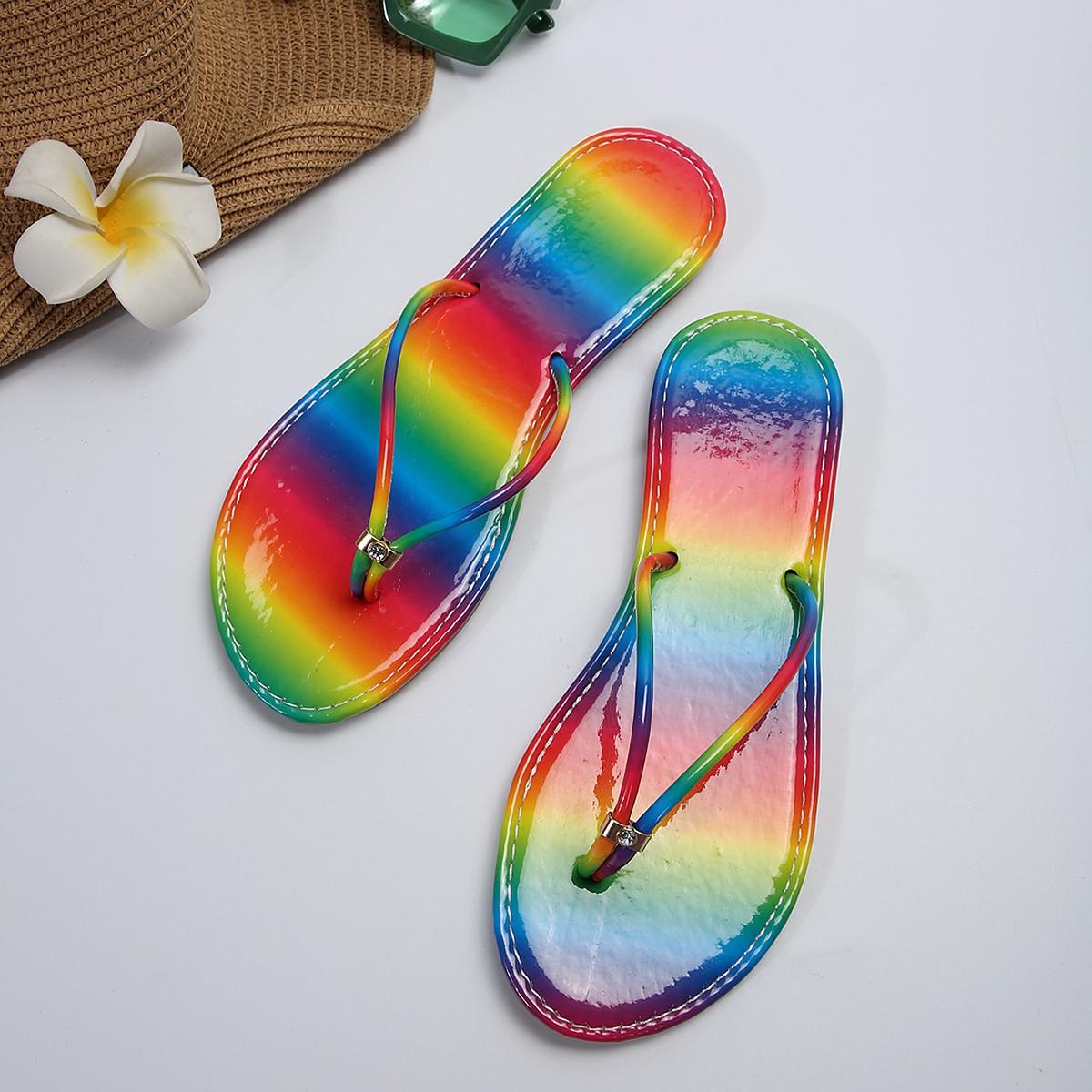 

Large size flip-flops female 2025 summer new fairy temperament toe casual flat Roman slippers female 43 різнокольоровий