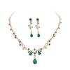 Brilliant Alloy Kids Crown Set Shiny Flower Bridal Zircon Set Round Droplet Thai Style Rhinestone Necklace Earrings Girls
