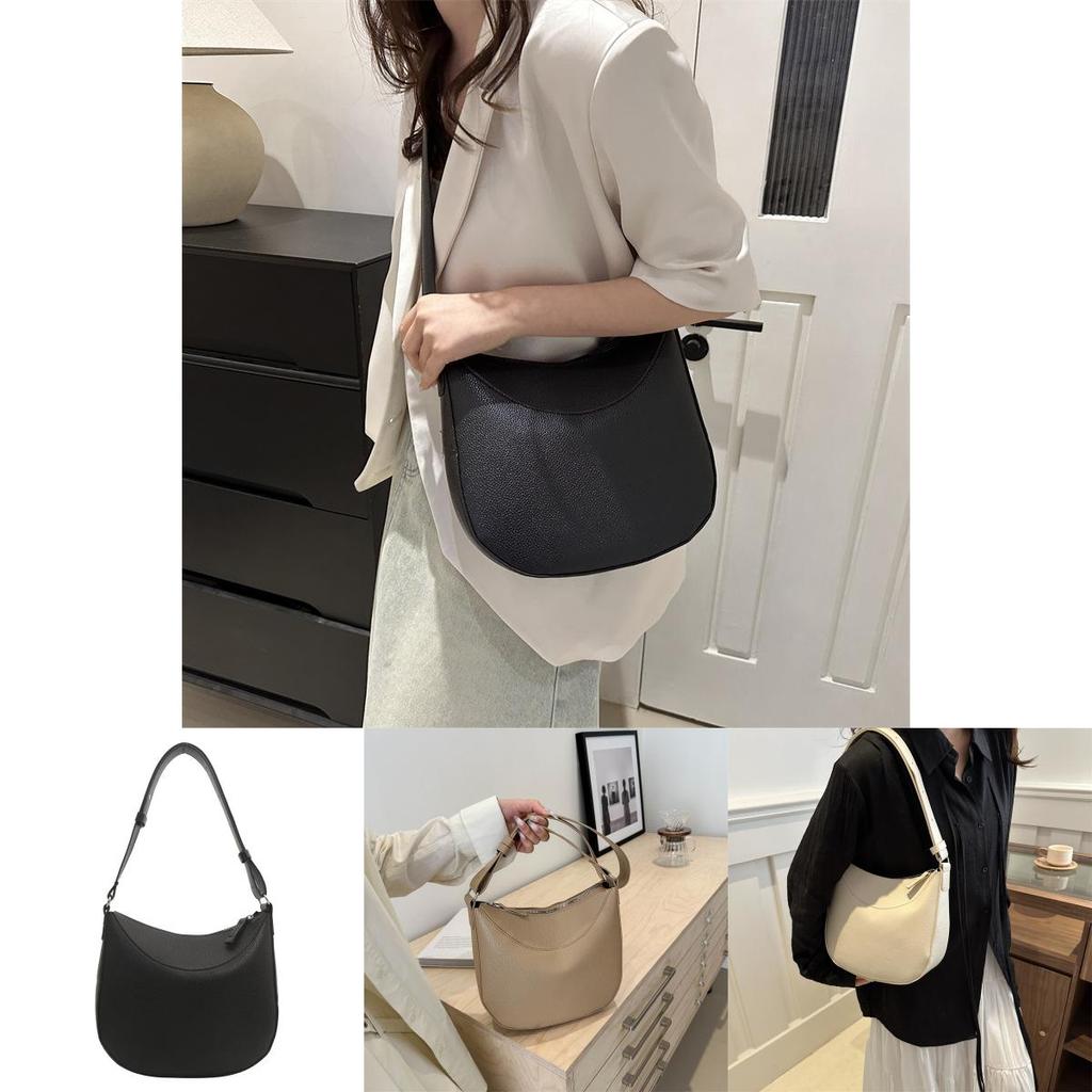 Stylish Spring Womens Shoulder Bag Classic Chic Pu Fabric Small Handbag In Black Khaki Brown And White