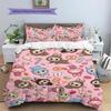 Kawaii Bubu Pattern Bedding Set Quilt Cover Pillowcase Home Decor Gift (1 * Duvet Cover + 2 * Pillowcase, Without Core)