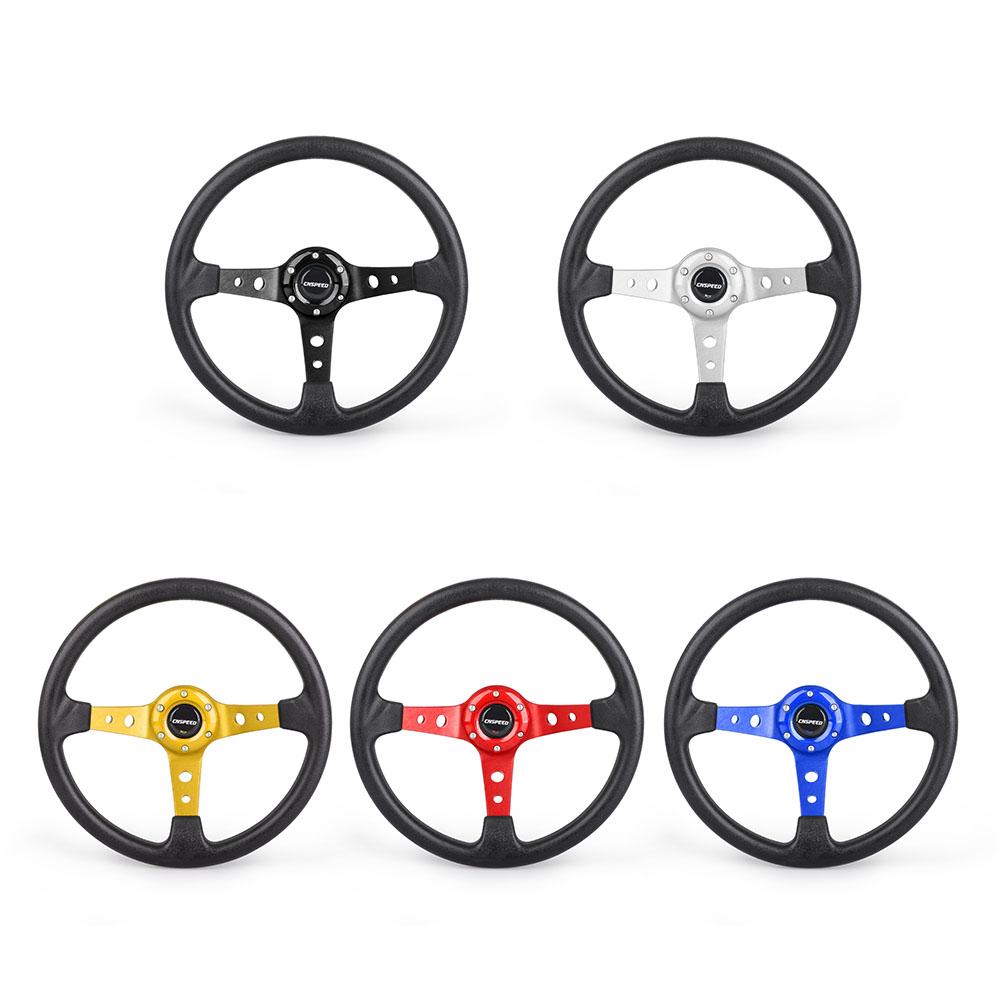 Auto Sport Drifting Steering Wheels 92mm Deep Dish Corn Universal Racing PU Leather Steering Wheel 350mm 14inch Aluminum Alloy