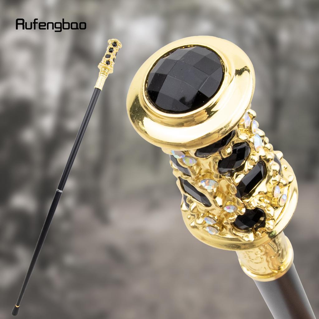 Black Artificial Diamond Walking Cane Fashion Decorative Walking Stick Gentleman Elegant Cosplay Cane Knob Crosier 93cm