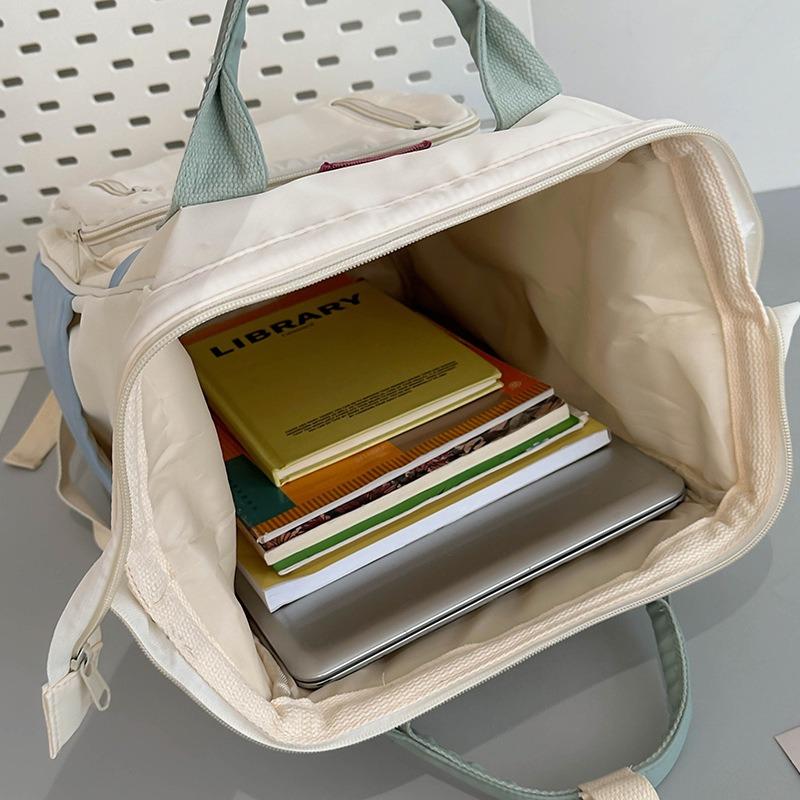 School Bag New Contrasting Color Laptop Backpack Junior High School College Student Campus Backpack Popular Girl School Bag