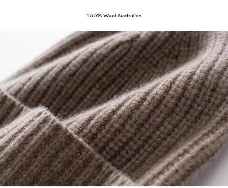 Thickened Wool Ribbed Cuff Cashmere Knit Hat - Warm and In Stock