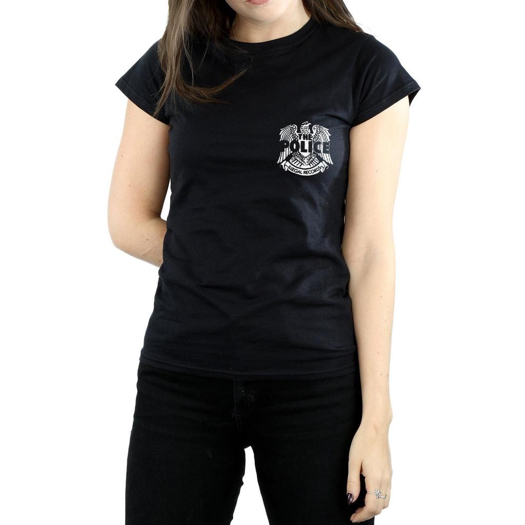 The Police Womens/Ladies Illegal Records Eagle Chest Cotton T-Shirt