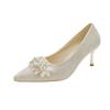2025 New Rhinestone High-heeled French Temperament Bridal Shoes High-heeled Shoes New Daily Wear Banquet Heels