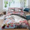 White Horse Pink Cherry Blossom King Full Bedding Set Watercolor Floral Duvet Cover Animal Quilt Cover Polyester Comforter Cover