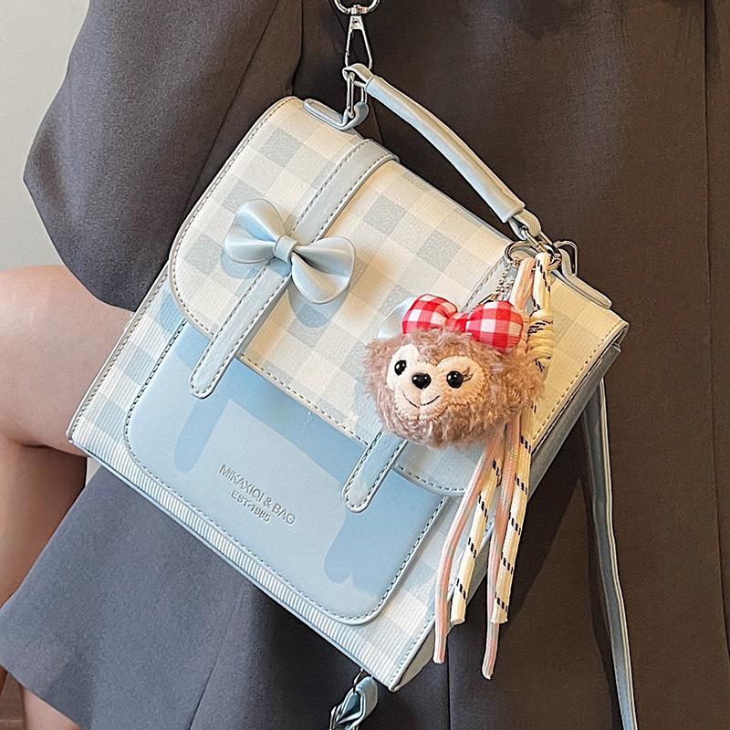 Schoolbag Korean Style Bow Backpack for Women, 1011 New Chic Preppy Style Girls' Backpack, Textured Crossbody Single Shoulder Bag