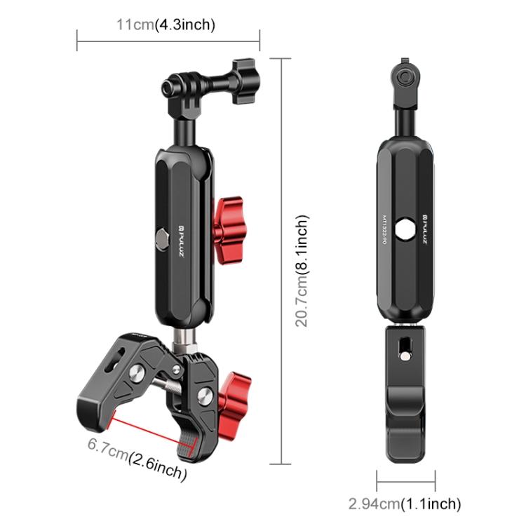 PULUZ Motorrad Lenker Krabbenklemme CNC Metall Magic Arm Stange Halterung
