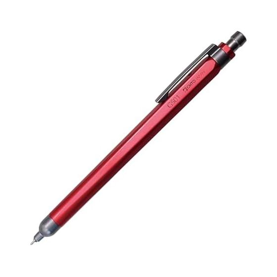 Auto Roller Gel Ballpoint Pen GS01 Red, Quick-Drying Gel Ink, G2 Standard Compatible Refill, Full Metal Body, 0.5mm, Made in Japan PG-105NP Black