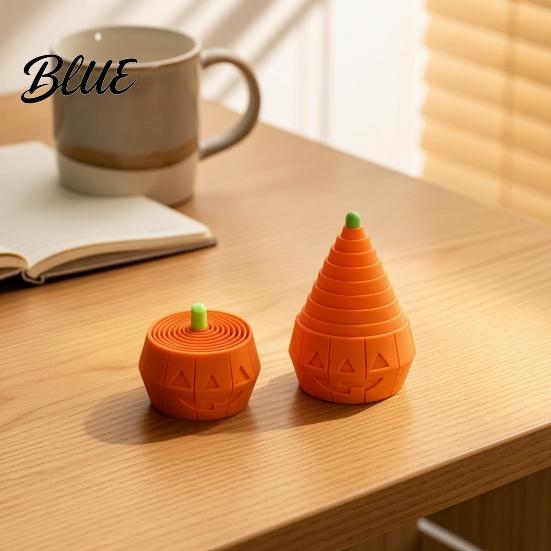Small Pumpkin Collectible Halloween Stress Toy Retractable Spiral Fidget Sensory Toy for Plastic Ornament Kids Adults 3D Printed Desktop Decoration,