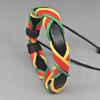 Bohemian Jamaican Braided Bracelet - Red, Yellow & Green Adjustable Ethnic Stripes