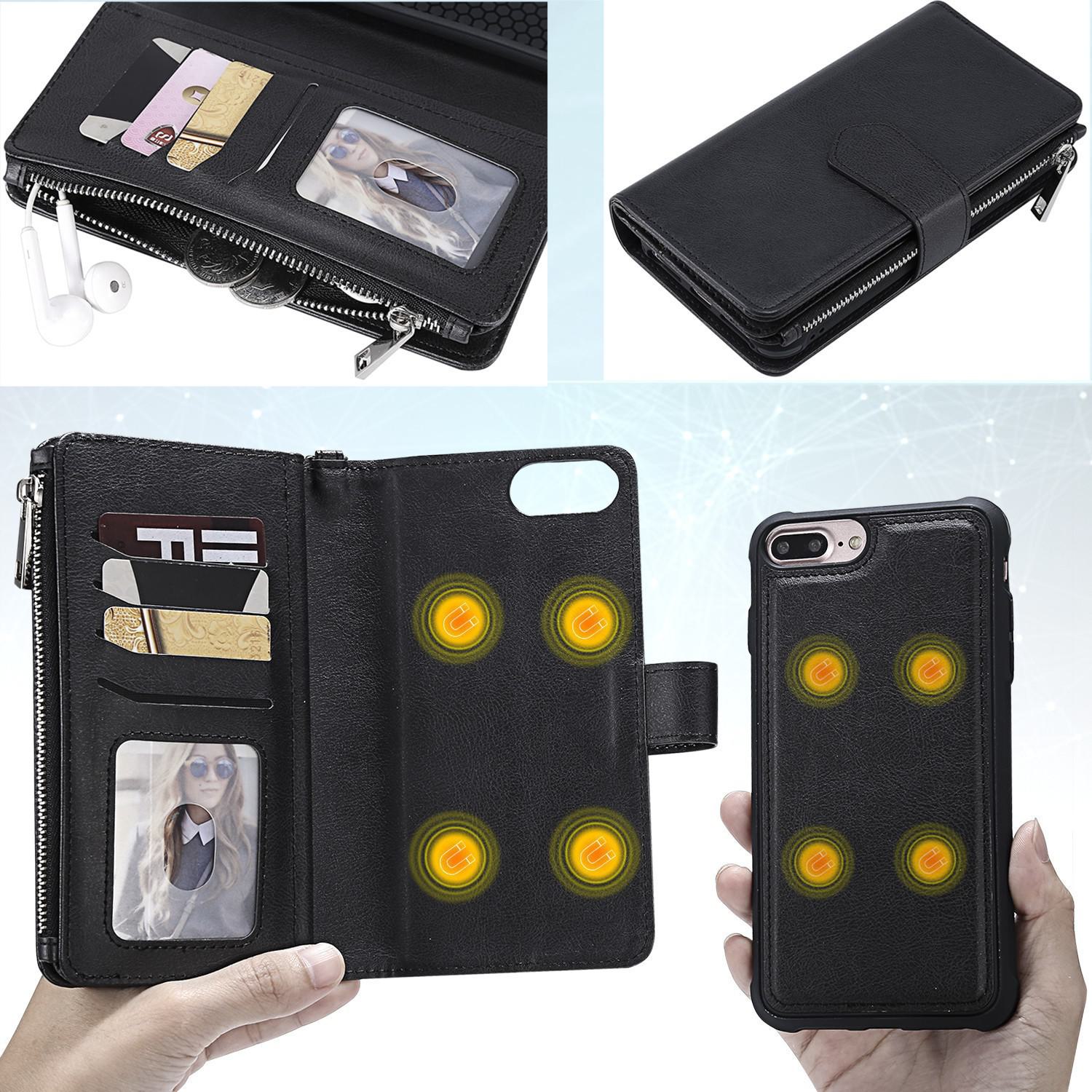 

S22 Ultra Multi-Function Zipper Bag Phone Case: Two-In-One Split Leather Protective Cover