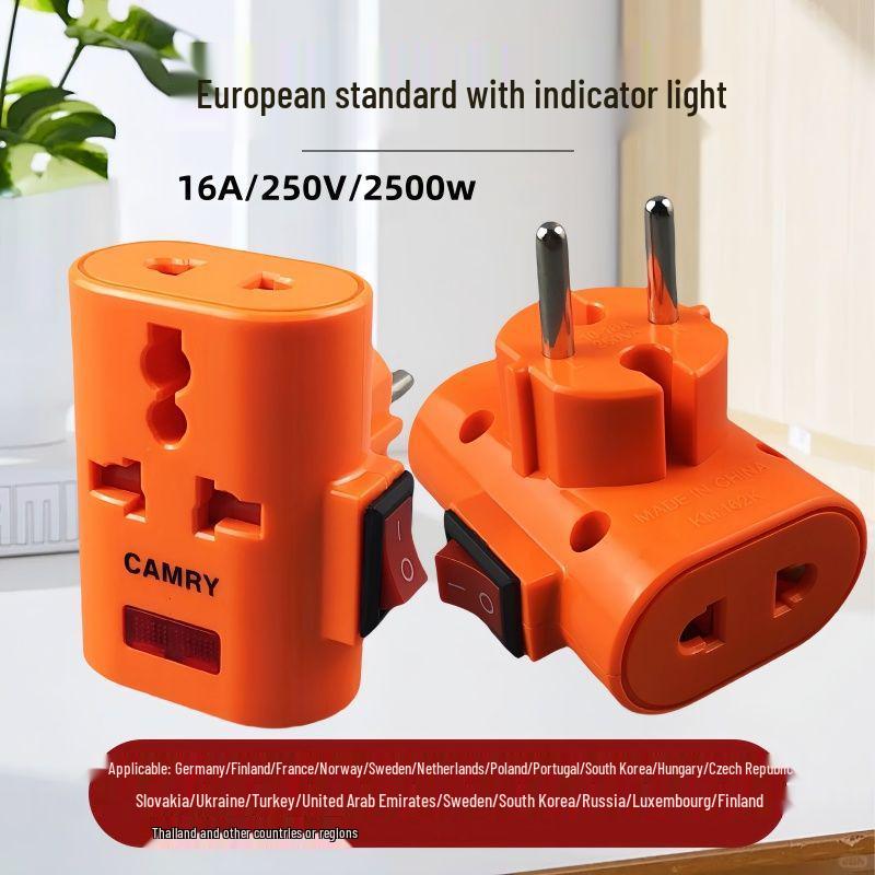 Немецкий стандартный дорожный адаптер с индикатором European with Indicator Three-to-One [Pack of 1]